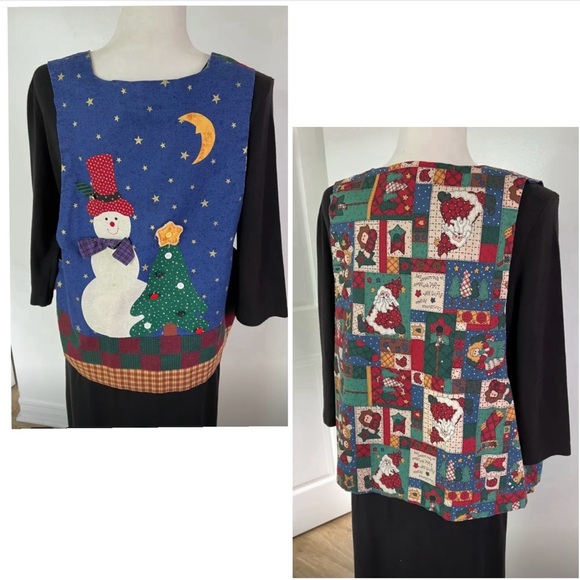 - 🎁Unisex OS vest-reversible-traditional x-mas theme by a 🇨🇦artisan-vintage - Picture 2 of 16